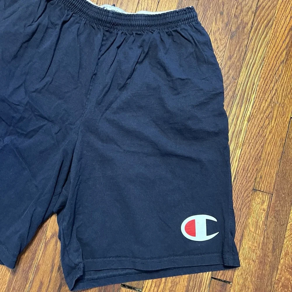 Champion Shorts Mens L Navy Blue Big C Logo Drawstring Athletic Cotton Vintage